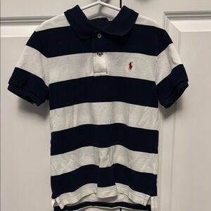 Ralph Lauren Kids Navy and White Striped Polo Shirt